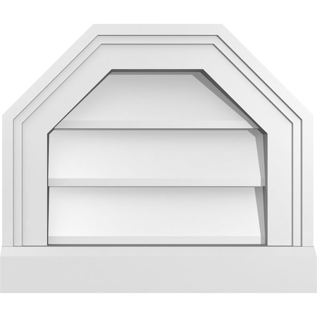Ekena Millwork Octagonal Top Surface Mount PVC Gable Vent w/ 2"W x 2"P Brickmould Sill Frame, 14"W x 12"H GVPOT14X1203SN
